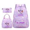 KPop Demon Hunters Character Colorful Backpack Three-Piece Set Rumi Mira Zoey HUNTR/X Saja Children'S Large Capacity Schoolbag
