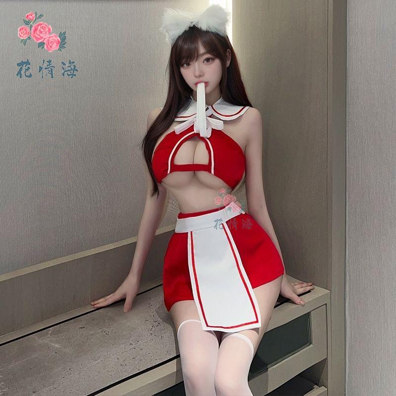 Sexy Lingerie Sexy Open Crotch Leaking Milk Sailor Suit Pure Desire Bed Teasing Flirting Small Breasts