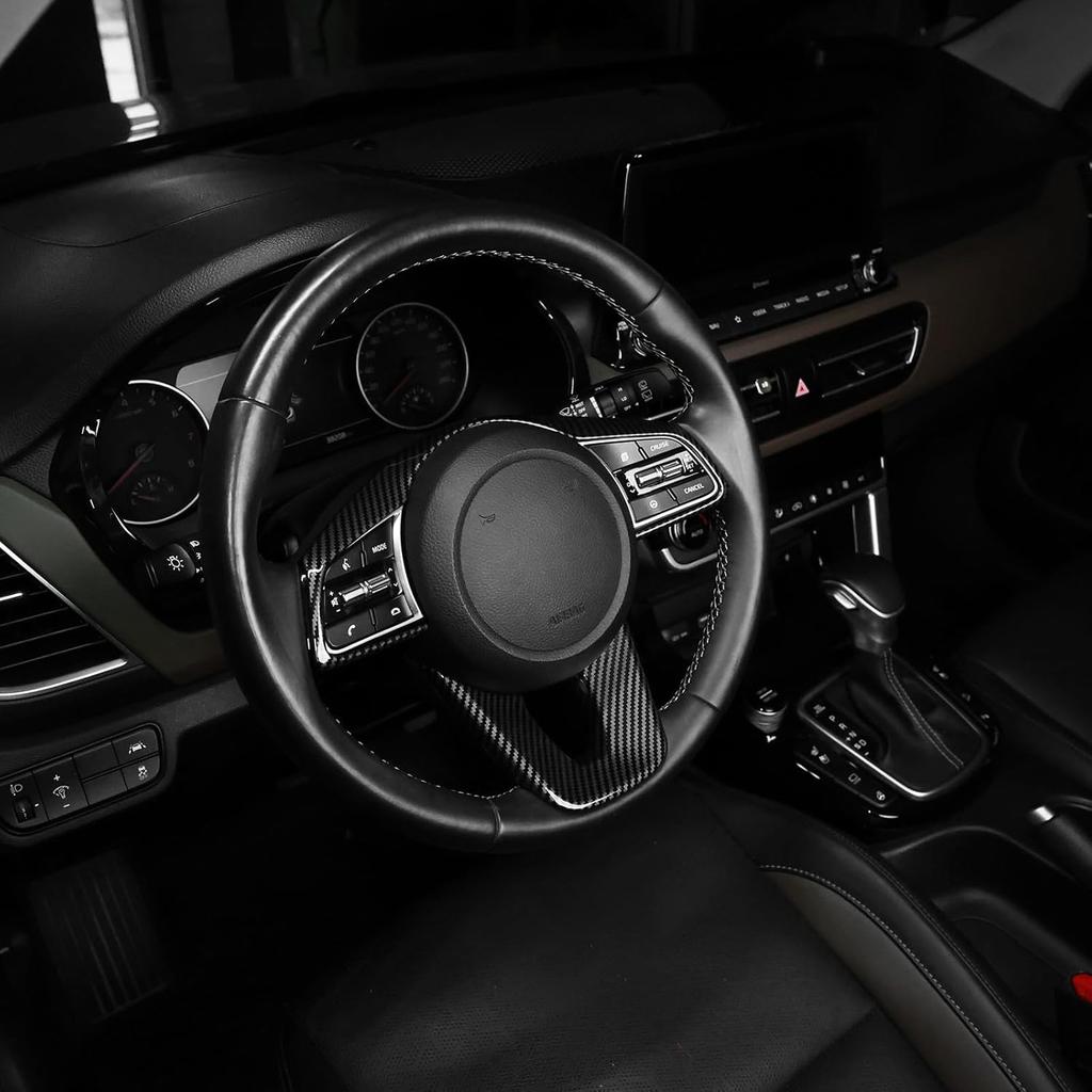 YOUTOOCAR Steering Wheel Cover Trim Compatible with Kia Seltos 2021-2023 Accessories (Carbon Fiber Pattern)