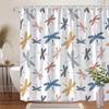 Dragonfly Pattern Shower Curtain - Minimalist Design In Pink, Blue,Yellow & Gray,12 Hooks,Hand-Drawn Quality, Playful Bath Decor
