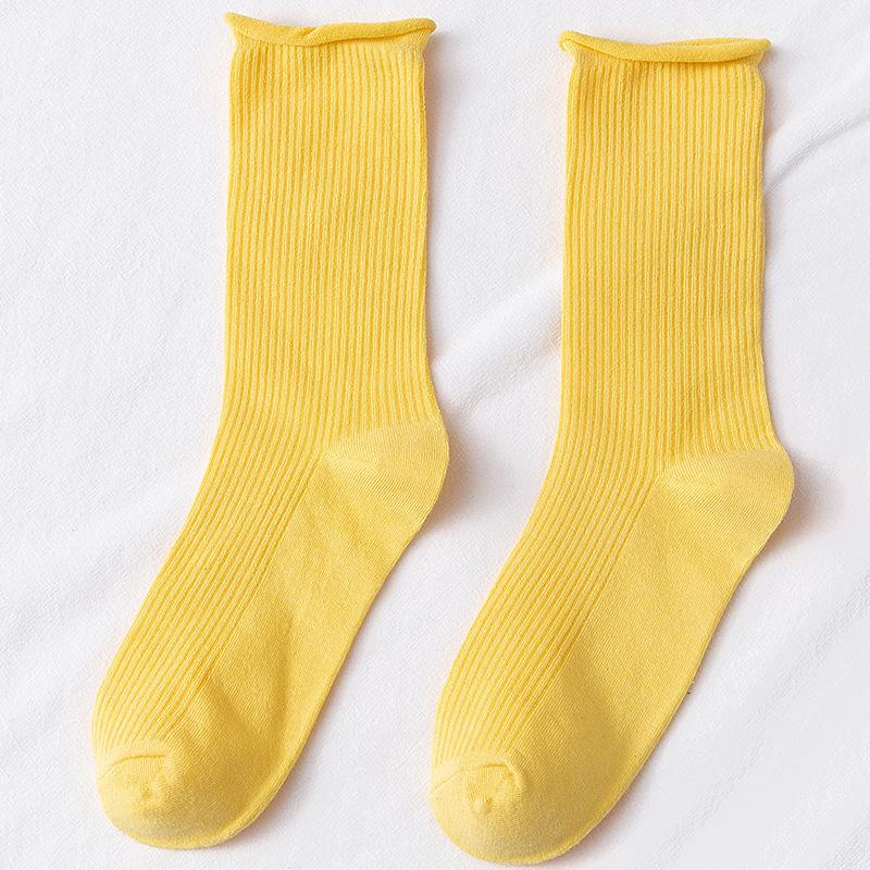 Colorful Women's Mid-Calf Candy Color Cotton Socks - Versatile for Spring and Autumn, Sporty and Over-the-Knee.