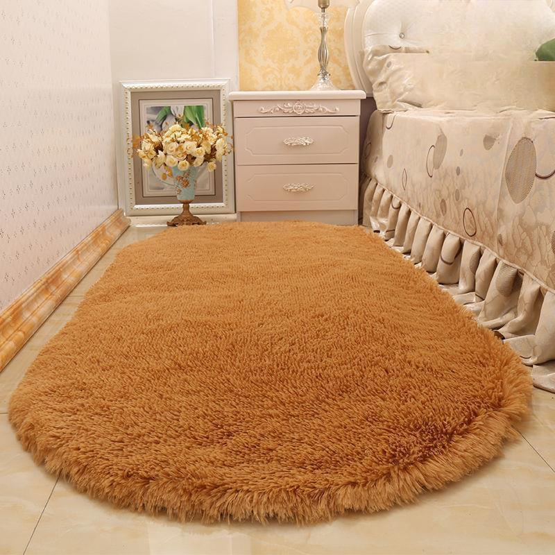 Oval Fluffy Carpet Shaggy Rug Bedside Mat Cute Colorful Living Room Rug Long Hair Carpet Home Decoration