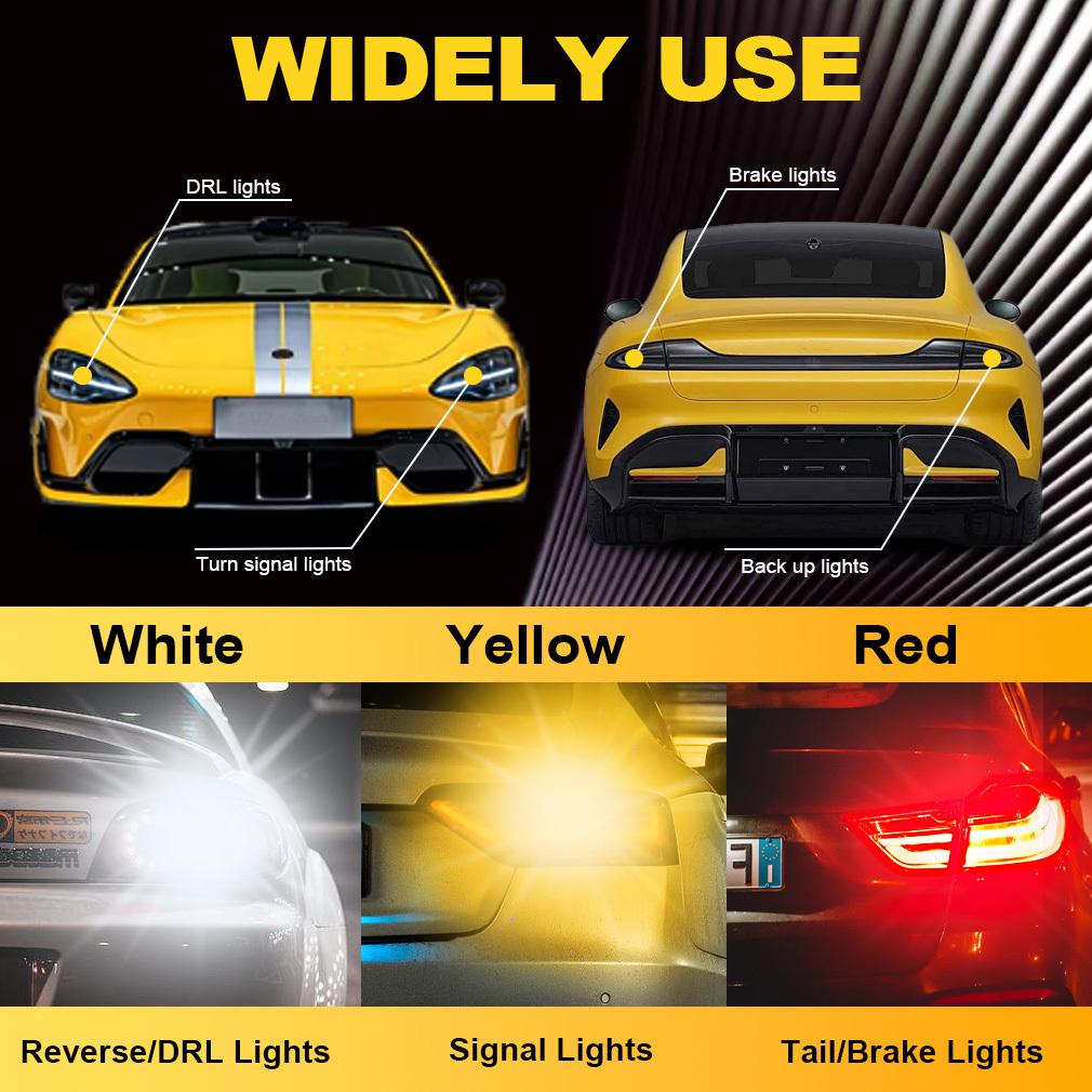 2Pcs P21W Led 1156 T20 W21/5W 7443 P21/5W T25 2000LM Car Bulbs 7440 BA15S BAY15D BAU15S PY21W Auto DRL Light 1157 3157 Reverse Turn Signal Brake Lamp