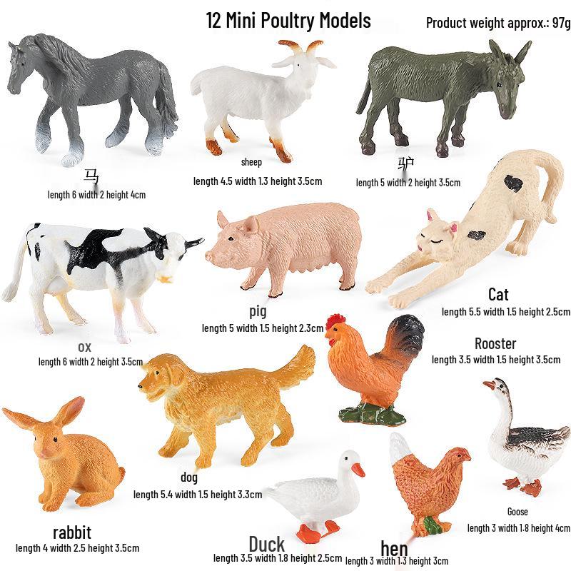 Farm Animal Simulation Toy Set: Chicken, Duck, Goose, Boar, Horse, Cow - Educational Gift for Children, Cognitive Ornament