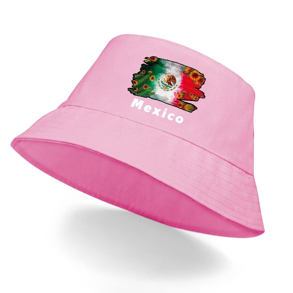 Mexican Flag Cactus Print Bucket Hat , Patriotic Fisherman Cap Fashion Casual Reversible Fishing Hat