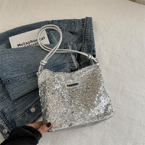 Sparkly Sequin Korean Style Shoulder Bag for Women, Fashion Trendy Underarm Purse, Chic Tote Bag for Daily Outing