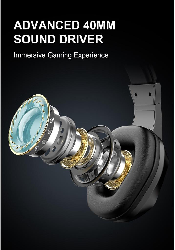 2.4G Bluetooth Luminous Gaming Headset with USB Wireless Transmitter - Low Latency Esports Audio.
