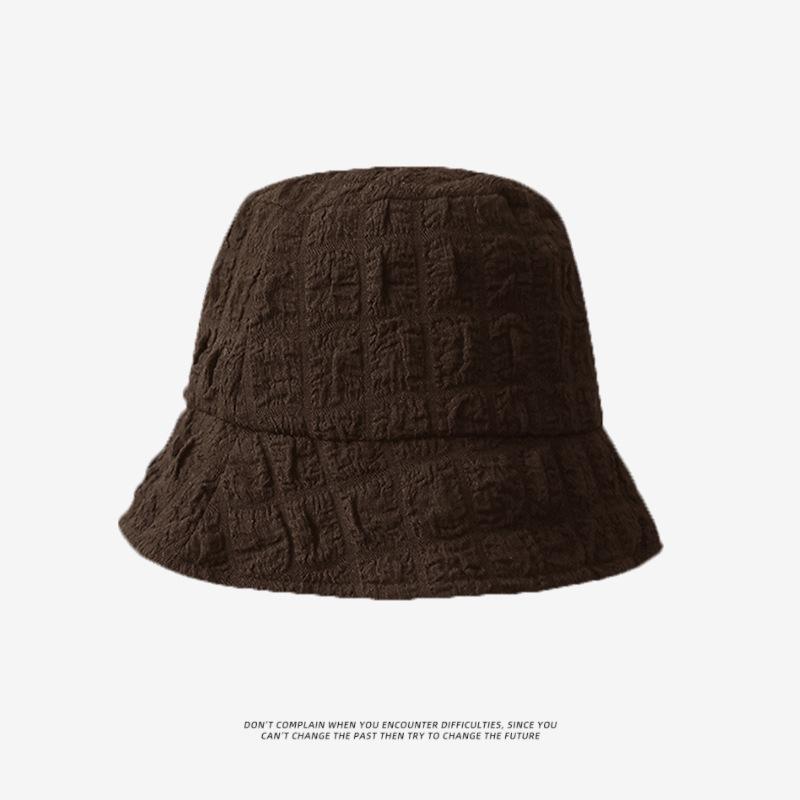 

Bucket Hat Women s Versatile Autumn and Summer Sunshade Basin Hat Plain Face Bucket Hat Shows Small Face темно-коричневого кольору