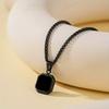 European and American Fashion Chain Black Color Square Pendant Necklace, Women's Personalized Trendy Holiday Party Zircon Gift