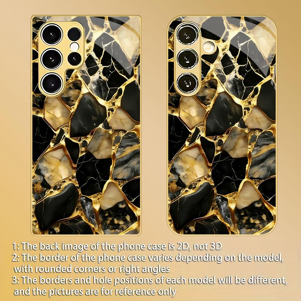 Cracked stone tempered glass phone case suitable for Samsung Galaxy S26 S25 S24 S23 S22 S20 FE/Ultra/Plus5G anti drop back cover