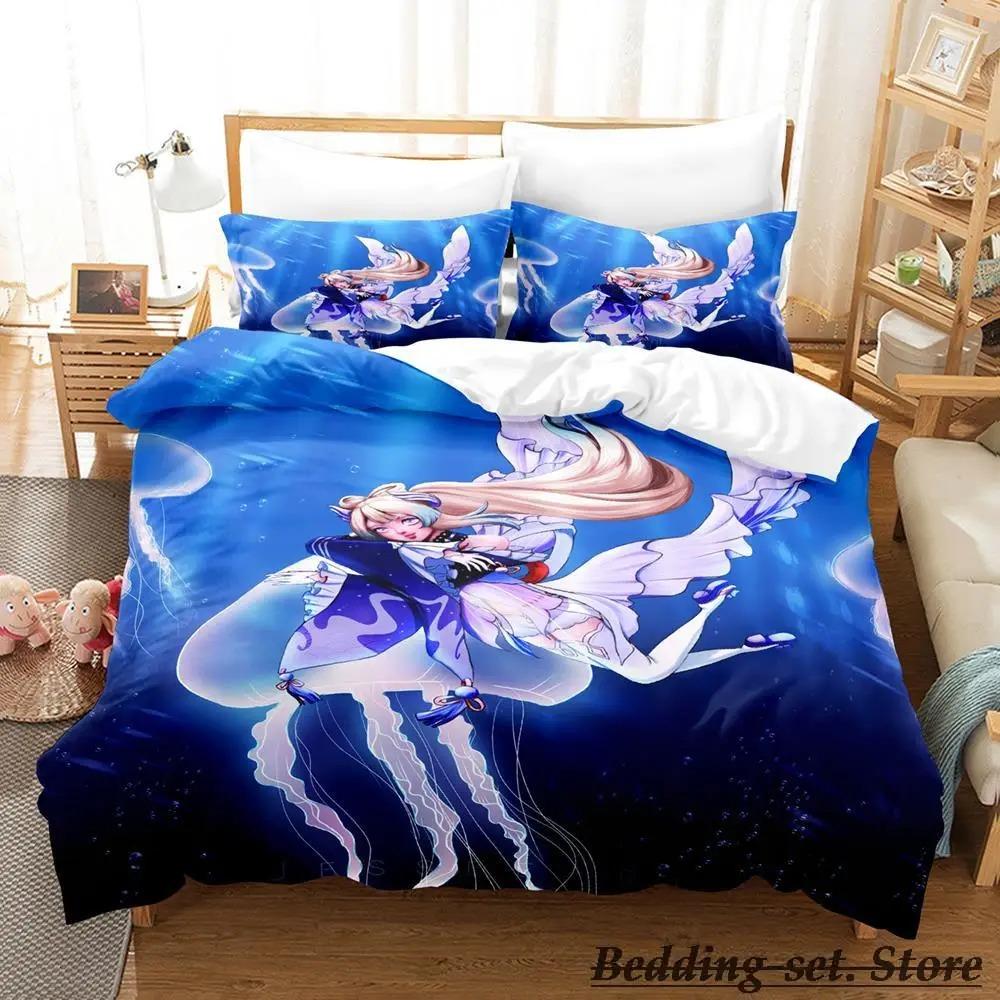 Genshin Impact Kokomi 3D Bedding Set Anime Cartoon Duvet Cover Kawaii Girls Adult Kid Bedroom Decor