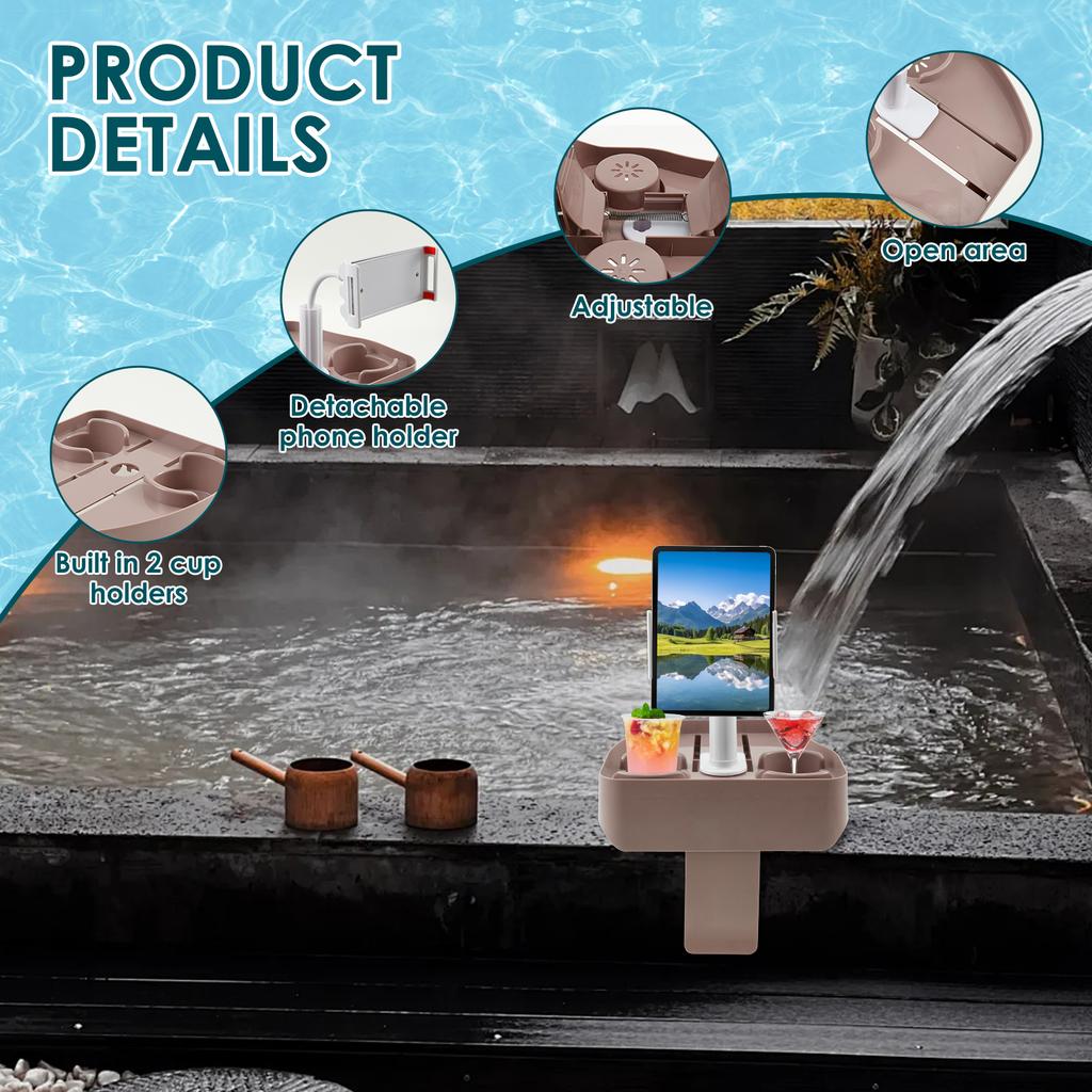 3 In 1 Hot Tub Tray Drink Holder With Cup Holder Phone Holder for Most Inflatable Hot Tub Table Tray Nonslip Spa Accessories