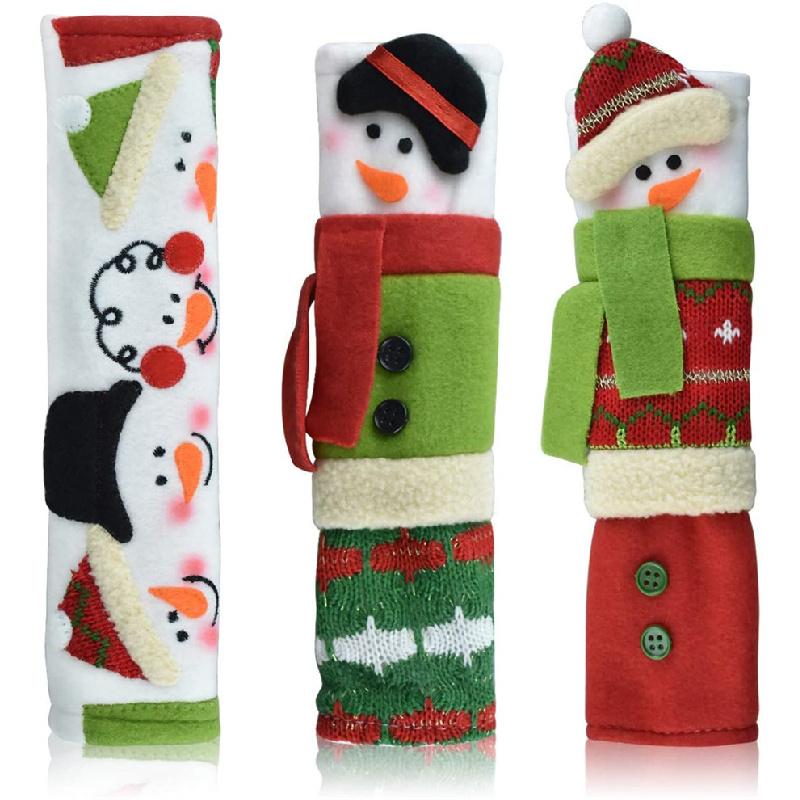3pcs Christmas Snowman Refrigerator Door Handle Covers Kitchen Appliance Handle Covers Christmas Decoration