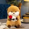 With Rose Flower Brown Otter Plush Toy Lifelike Simulation Otter Toy Doll  Birthday Parties