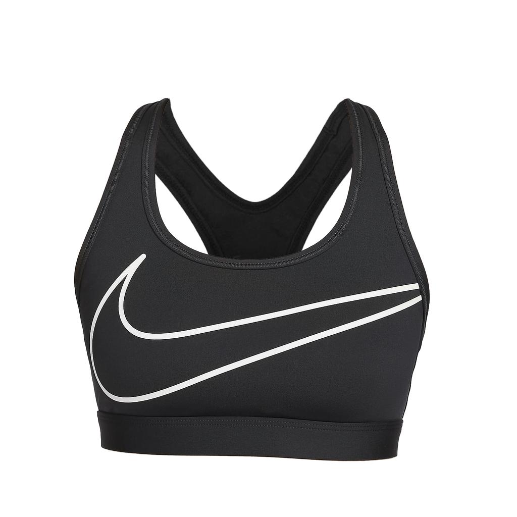 Nike Swoosh Medium-Support Logo Print Casual Comfortable Sports Bra Women Underwear Gray Black HJ8132-045