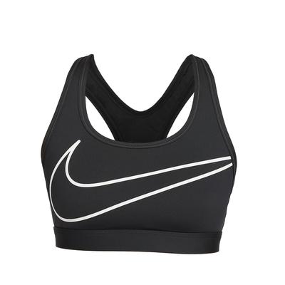 Swoosh Střední Podpora Potisk Loga Neformální Pohodlná Sportovní Podprsenka Dámské spodní prádlo Šedá Černá HJ8132-045