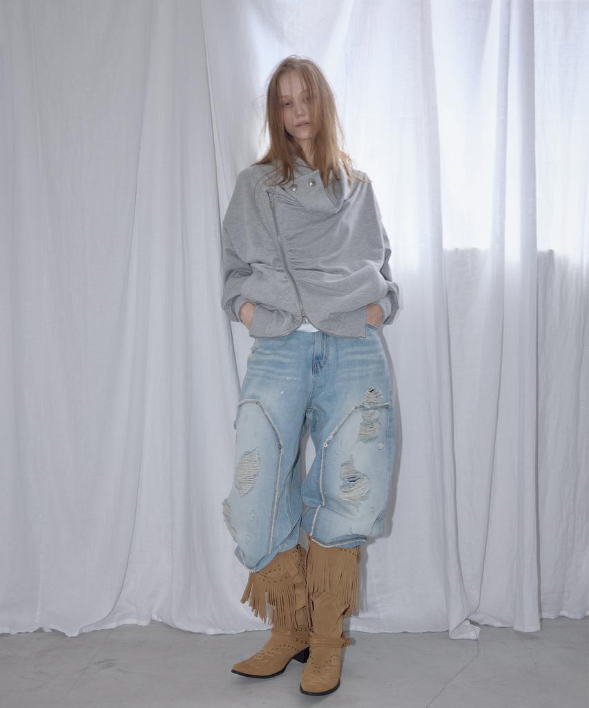 Aesimeteuli Distressed Panel Jeans / Light Blue