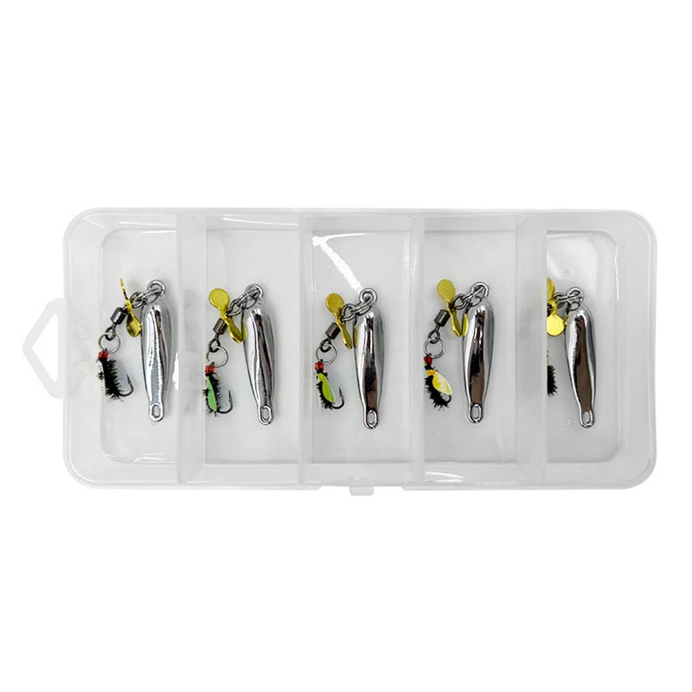 5Pcs/Box Fly Fishing Lures Rotating Spinner Fly Hooks Artificial Spoon Bait Flies Insect Lures Bait Trout Bass Fishing Lures