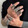 Exaggerated Skull Cross Ring Men's Hip Hop Niche Punk Ring Set Men's Vintage Jewelry