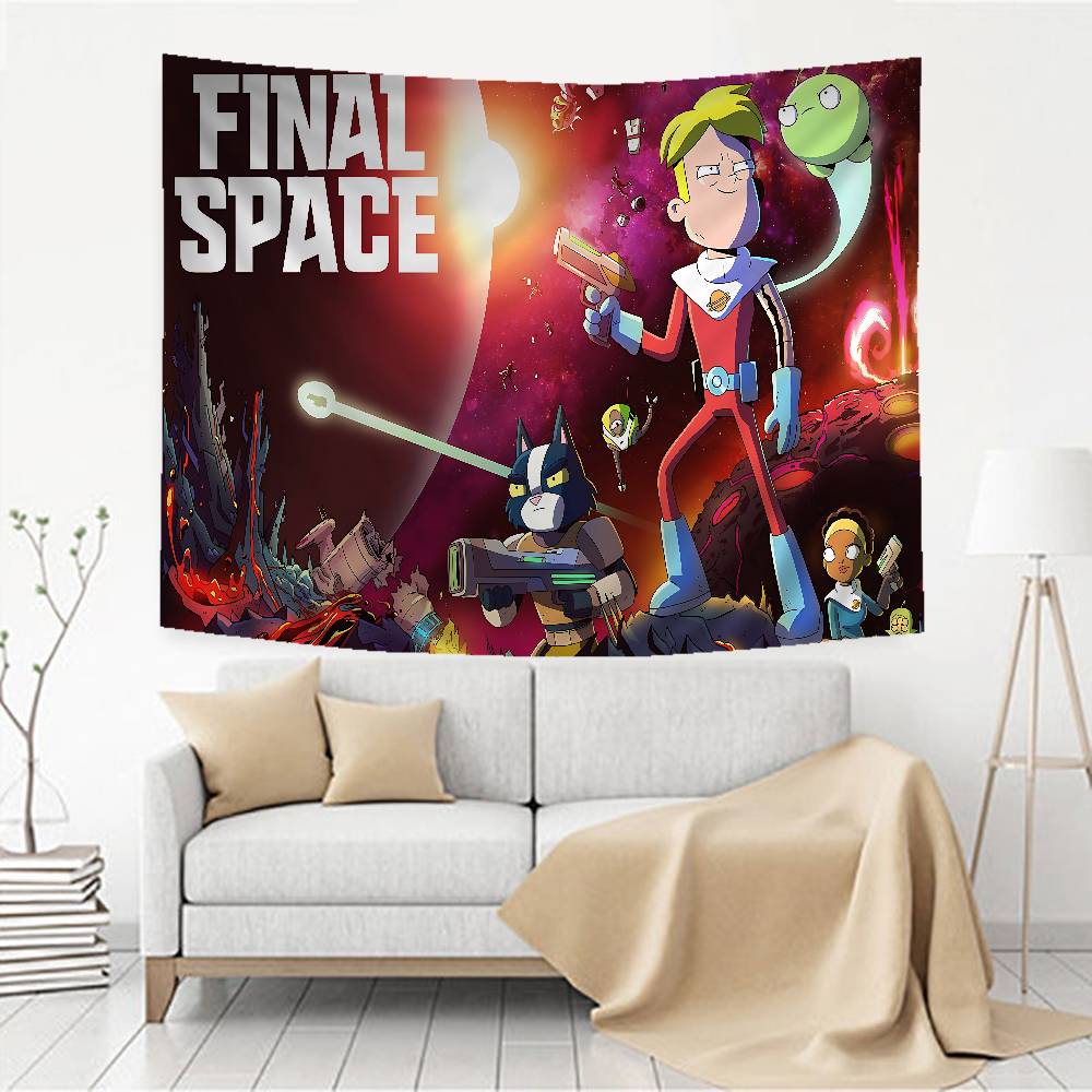 FFinal Space Anime Anime Tapestry Hanging Tarot Hippie Wall Rugs Dorm Home Decor