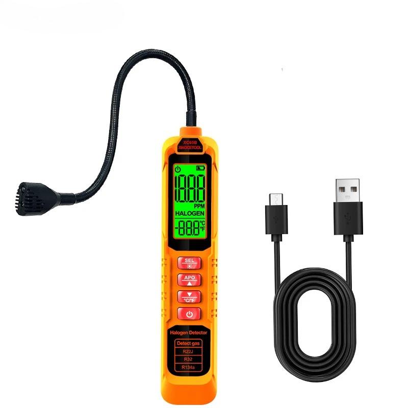 Detector Portátil de Fugas de Freón de Alta Sensibilidad Detector de Fugas de Halógeno R22 R410A R134A R1234YF Gas Refrigerante HVAC Probador de Aire Acondicionado Pantalla LCD