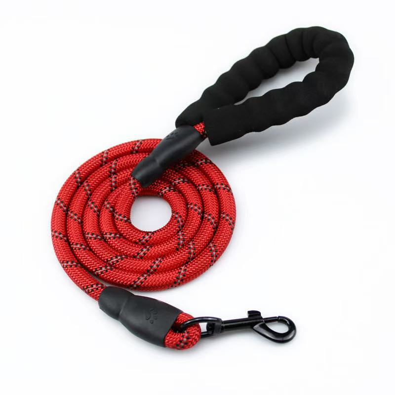 Dog leash Night reflective nylon round rope Foam dog leash Medium and large dog chain Multi-colored products