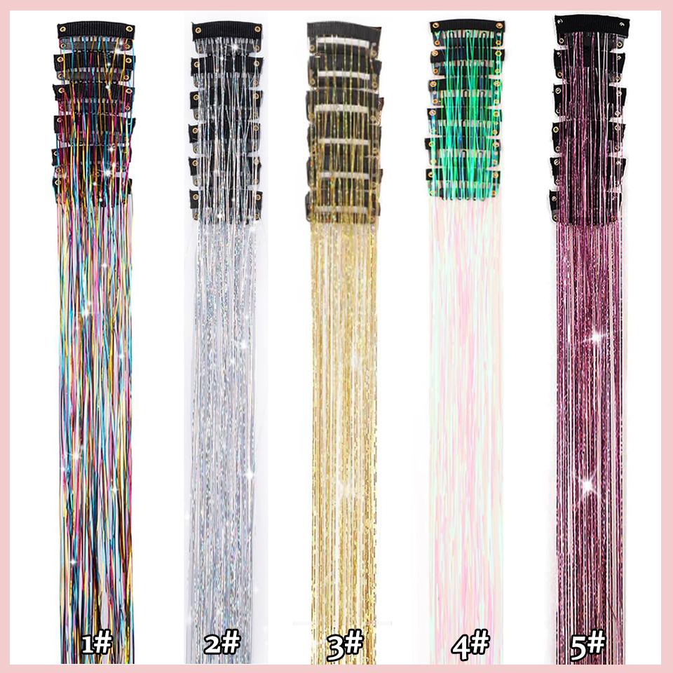 Synthetic 12 Pcs Colored Silk Hair Extensions for Women Clip-in Style Hair Extensions for Women Suitable for Holiday Events