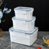 Plastic Kitchen Storage Set: Fruit & Veggie Draining Boxes with Lids for Fridge & Freezer