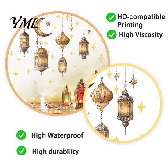 Festival Party Wall Decorations Ramadan Stickers, Peel And Stick Decals, Eid Mubarak Art Decor, Vintage Hanging Middle Eastern Style Window