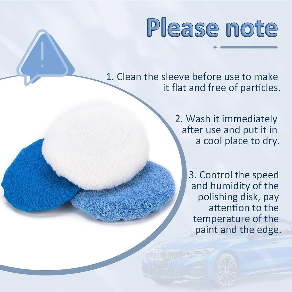 THINKWORK 10 Pcs Car Polishing Pad - 10 Inch Buffing Pad, Microfiber Wax Applicator Pad, Wool, Coral Fleece
