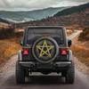 Golden Pentagram Tire Cover Dark Blue Mystical Art Style Spare Wheel Protector