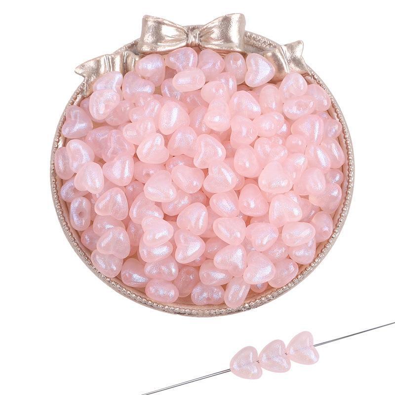 Iridescent Acrylic Pentagram & Peach Heart Beads for DIY Jewelry Making