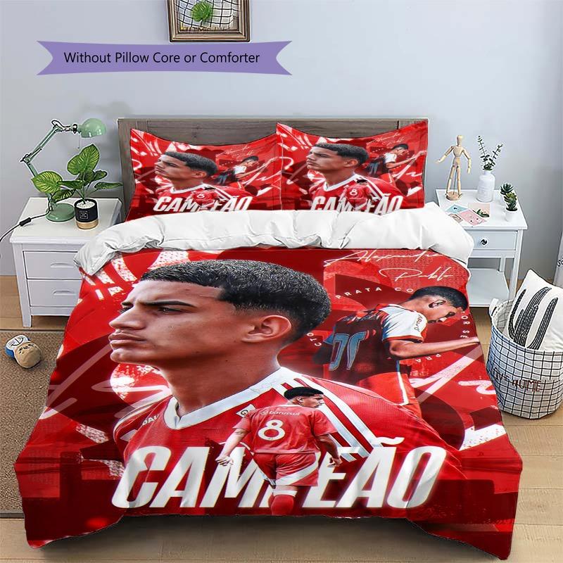 Campeaõ Football Player Print 3‑piece Bedding Set, Duvet Cover+2 Pillowcases, Without Pillow Core or Comforter, Sport Fan Bedroom Decor