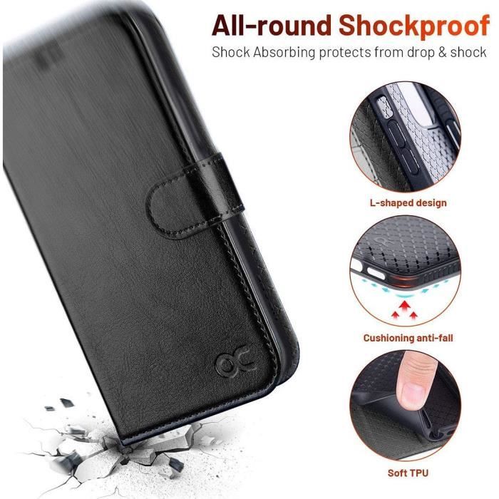 Coque rabat effet cuir noir pour iphone 13 mini (5.4'') proshop