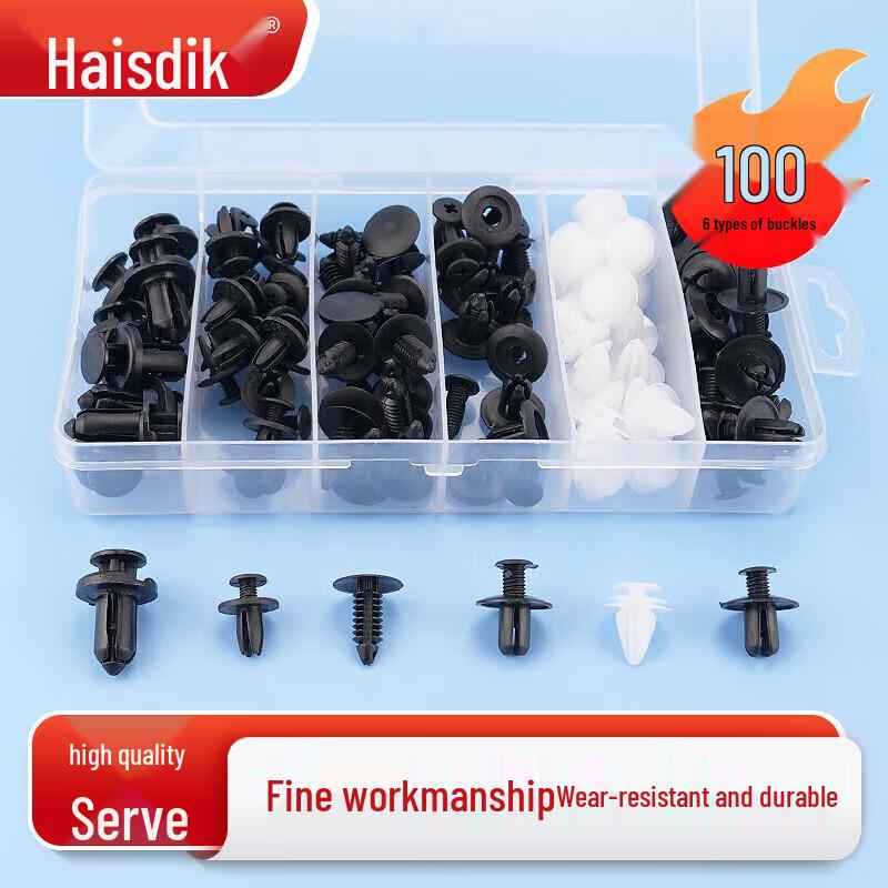 Automotive Bumper Clip and Fastener Assortment 6 Types, 100 Pieces