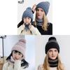 Conjunto de Chapéus de Tricô Para Mãe e Bebê Com Tecido de Lã Aquecimento de Inverno e Proteção à Prova de Vento