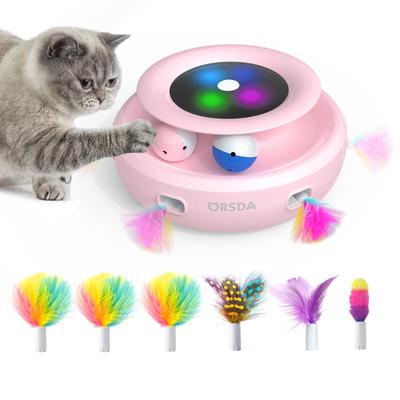 New T60PN Cat Electric ORSDA Cat Automatic Cat 2 In 1 Integrated 6 Replaceable Artificial Hair Automatic Cat Toy for Single Adjustable Relieve Lack of
