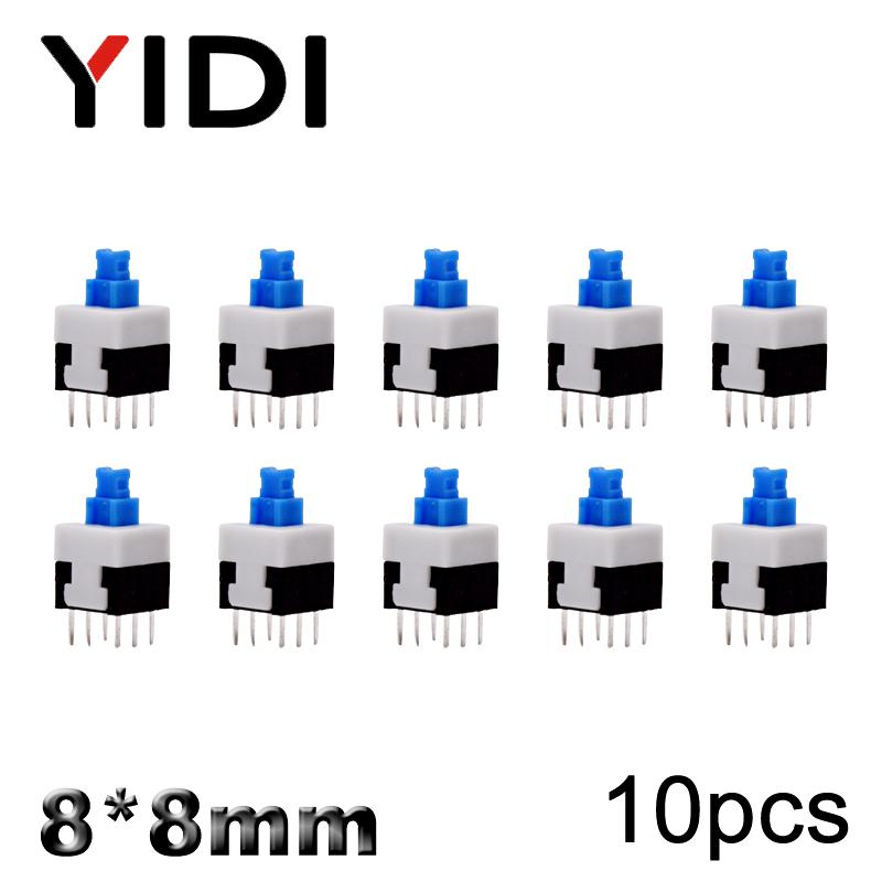 10pcs PCB Tact Tactile Micro Mini Latching Push Button On Off Self Lock UnLock Switch DIP 6 Pin Cap 5.8*5.8/7*7/8*8/8.5*8.5mm