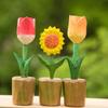 Wooden Sunflower Decor Figurine With Handcrafted Flower Carving For Gift Giving And Home Decor