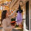 Indoor Haunted House Ceiling Decor Halloween Ghost Witch Broom Hanging Ornament, Spooky Hat Theme Room Layout Pendants for Outdoor Party Decoration