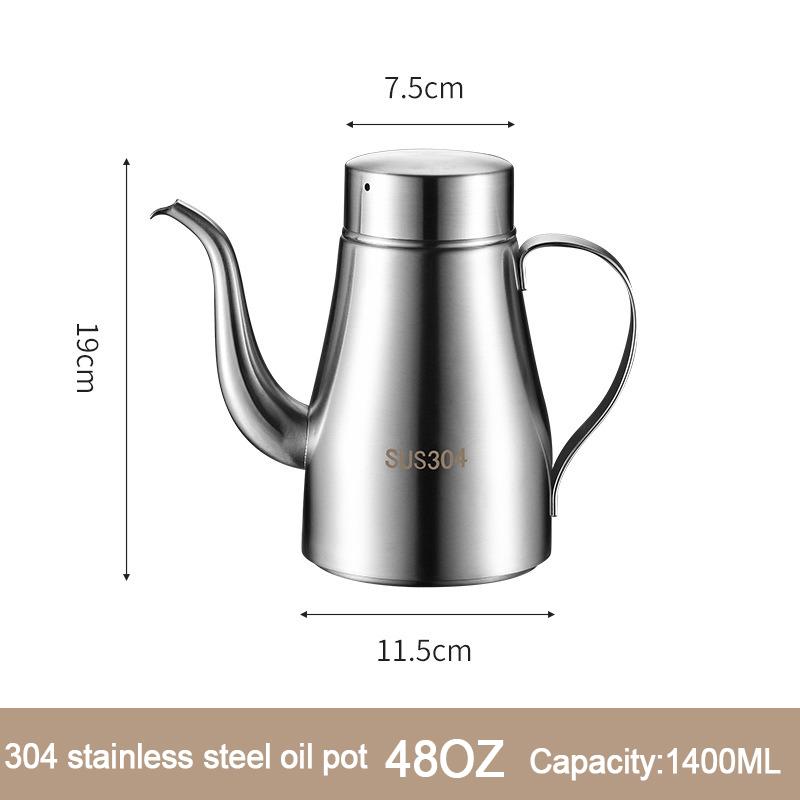 304 Stainless Steel Oil Pot Kitchen Oil Bottle Oil Tank Pot Household Edible Oil Pot Large Oil Tank Oil Pot Pouring Oil Bottle
