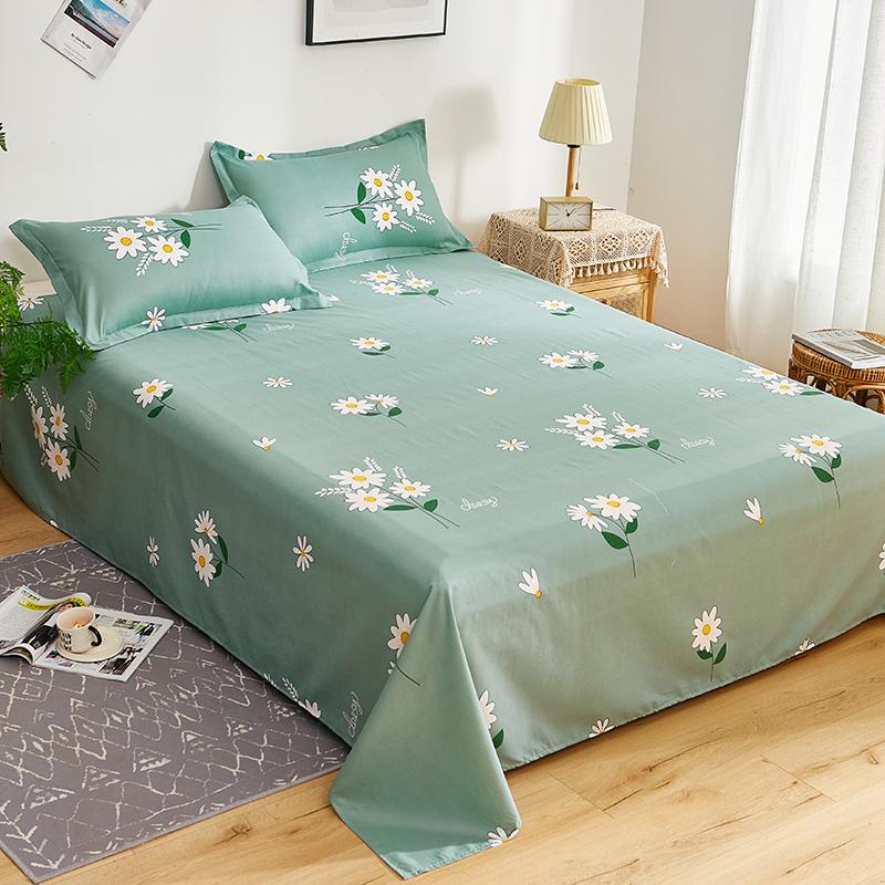 Washed Cotton Flat Sheets Summer Breathable Bedroom Bedding Mattress Cover Soft Minimalist Double Bed Sheet 180x230cm Household