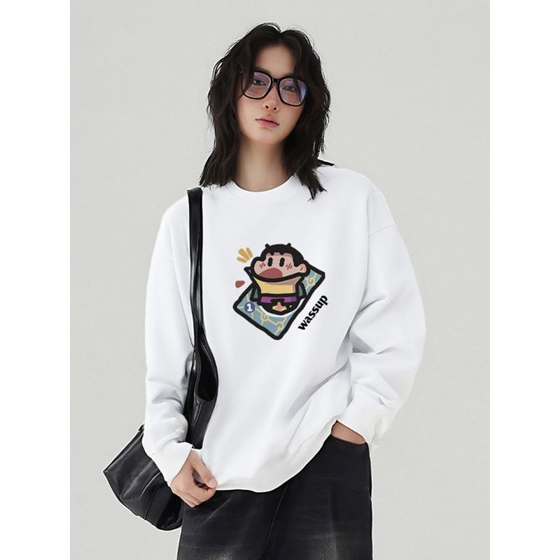 Wassup Cartoon Shin-Chan Heavyweight Sweatshirt for Men, Autumn/Winter 2025 New Trendy Brand Loose Casual Couple Crewneck Top