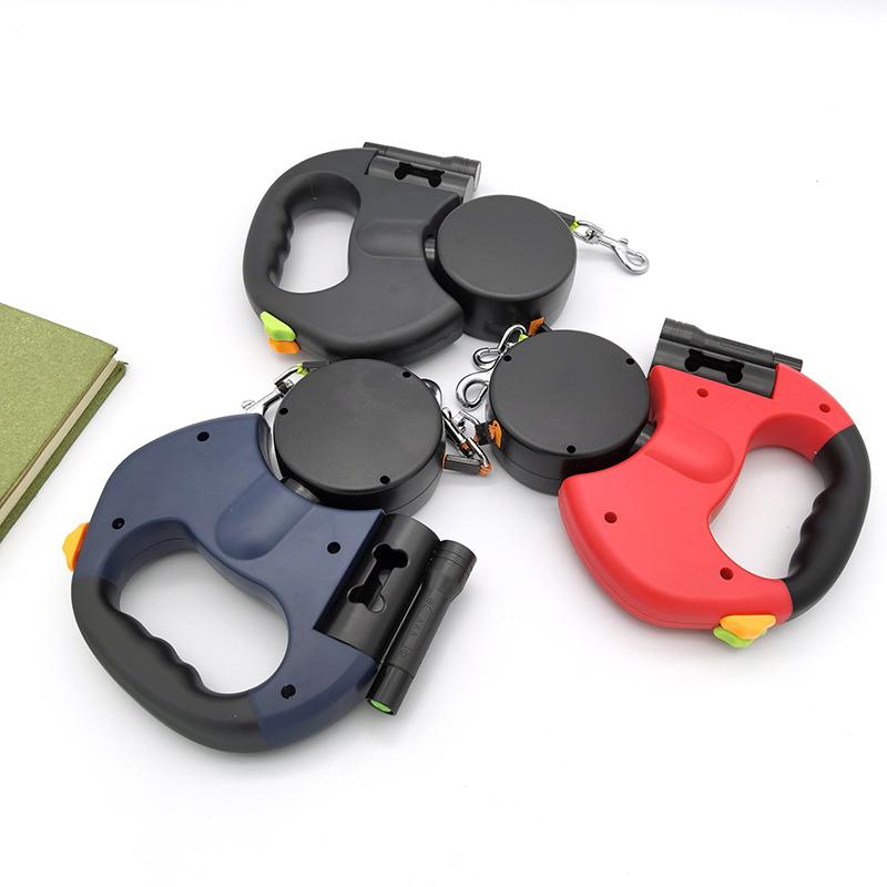Double Automatic Puppy Dog Leash Retractable Pet Leashes for Small Medium Dogs French Bulldog Chihuahua Cat Rope mascotas Chain