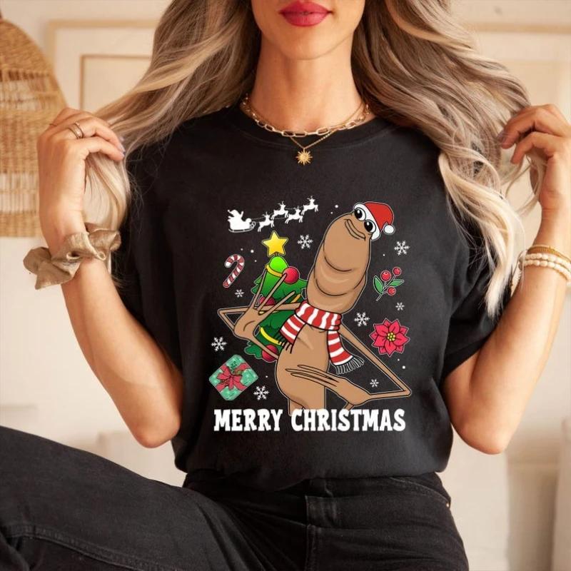Merry Christmas Marcus The Worm Christmas Funny Viral Meme New Year Xmas Gift Unisex Fashion Allmatch Graphic Cotton Tshirts S