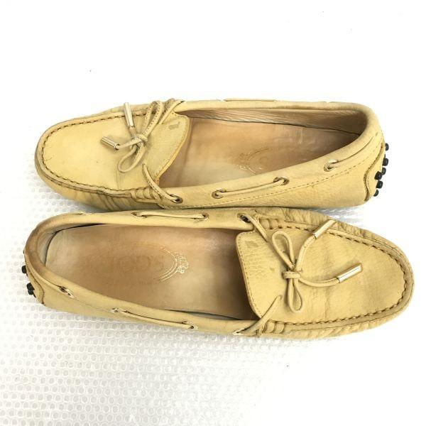 TOD’S leather moccasin driving shoes 36 22.5-23 yellow brown(USED)