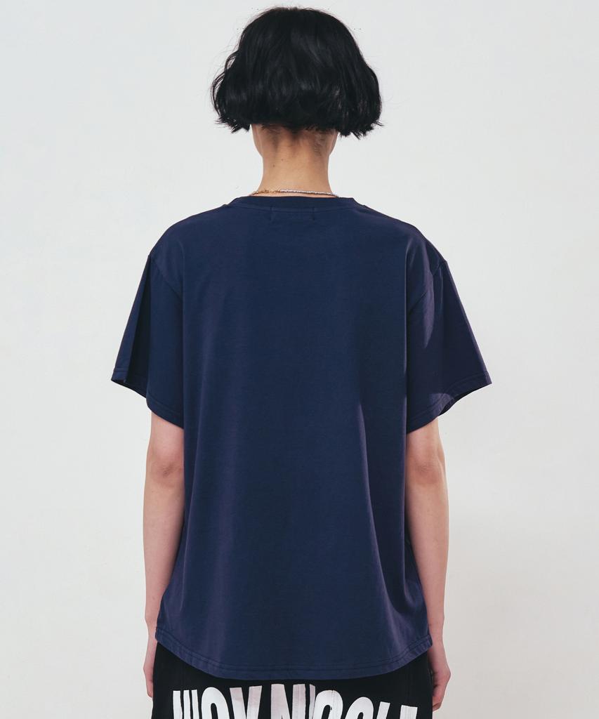 Nigaennikol Big Rose Sleeve Top_Navy White