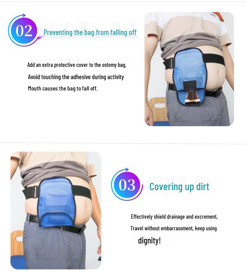 Breathable Mesh Ostomy Pouch Protector with Waist Belt