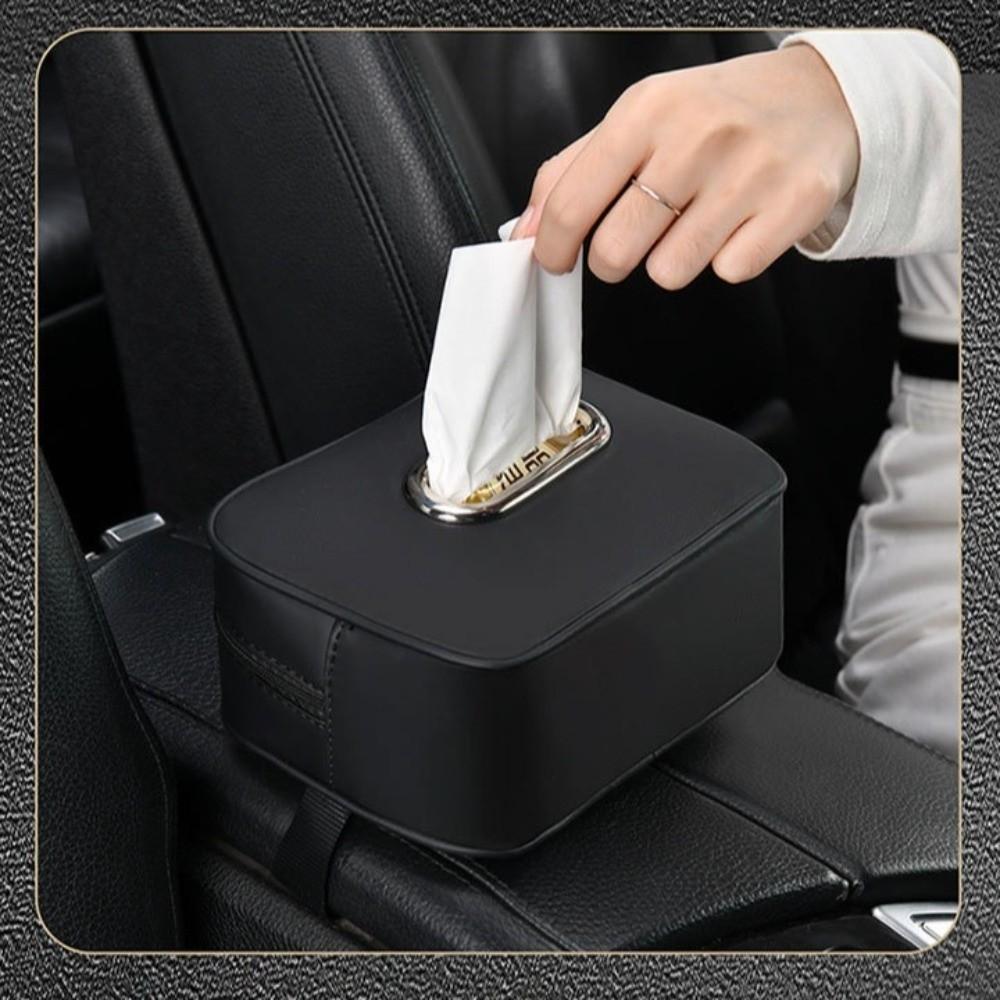 Leather Car Tissue Box Paper Bag Sun Visor Tissue Box Durable Tissue Storage Box  Vehicle