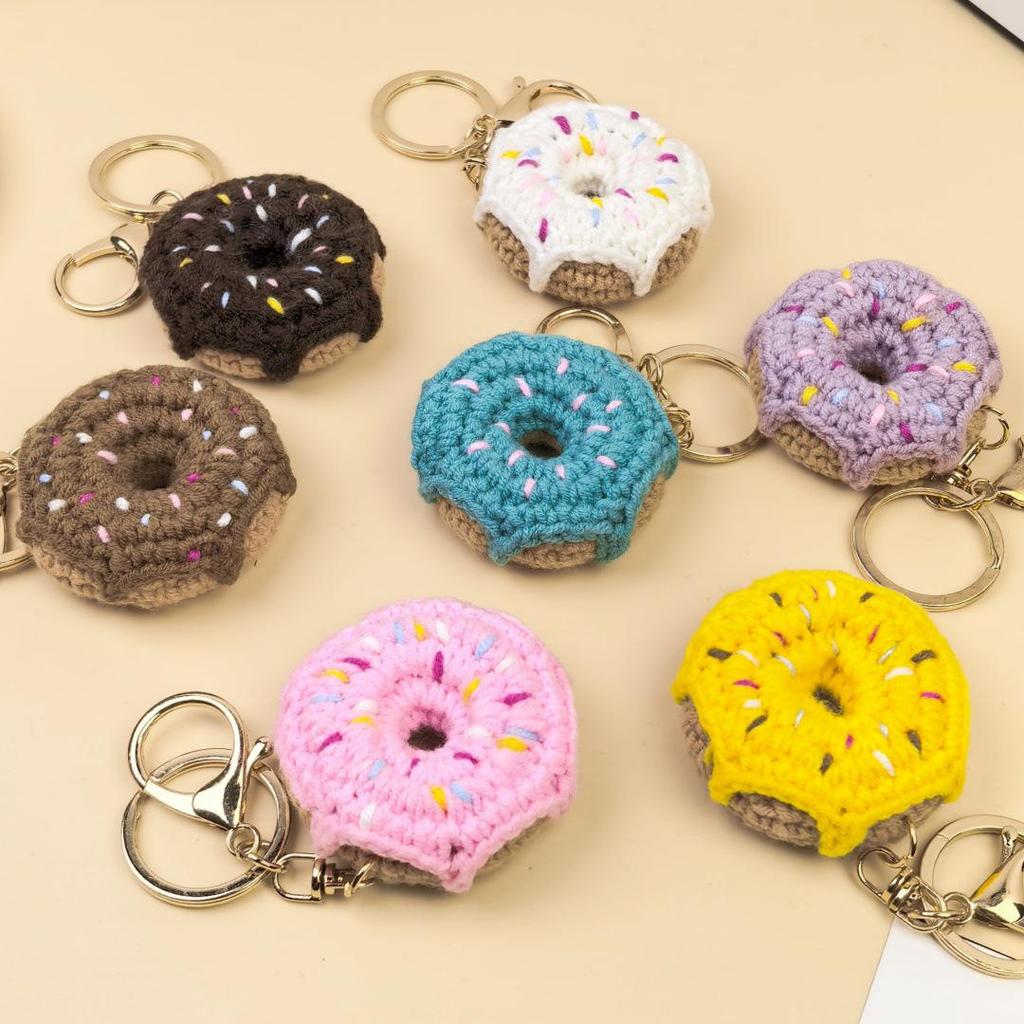 Creative Handmade Crochet Donut Keychain Pendant for Kids